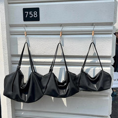 Women’s Soft Cowhide Leather Crossbody Bag, Large Bowling Bag, Slouchy Boho Tote for Everyday Use