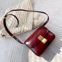 Italian Calfskin Leather Bag Designer Bag Italian Leather Box Bag, Classic Crossbody Bag, Shoulder Bag, Minimalist Genuine Leather Purse - Alexel Crafts