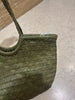 Handmade Woven Leather Tote Bag, Full Grain Leather Hand Woven Triple Jump Bamboo Ladies HoBo Bag, Curve Opening Summer Holiday Basket Bag