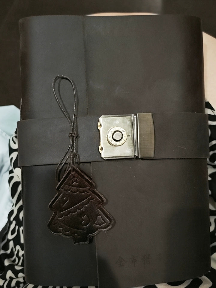 Vintage Leather Journal with Combination Lock | Handmade Full Grain Leather Diary Notebook