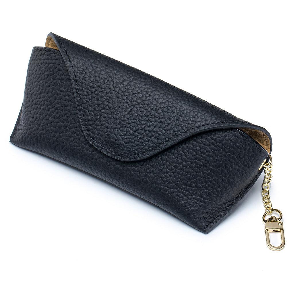 Premium Cowhide Leather Glasses Case | Minimalist Sunglasses Pouch with Chain