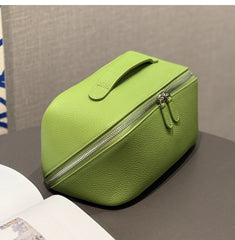 Premium Full-Grain Pebbled Leather Toiletry & Makeup Bag – Minimalist Design Travel-Ready Organiser For Women