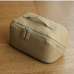 Premium Full-Grain Pebbled Leather Toiletry & Makeup Bag – Minimalist Design Travel-Ready Organiser For Women