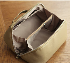 Premium Full-Grain Pebbled Leather Toiletry & Makeup Bag – Minimalist Design Travel-Ready Organiser For Women