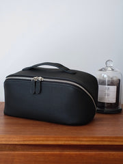 Premium Full-Grain Pebbled Leather Toiletry & Makeup Bag – Minimalist Design Travel-Ready Organiser For Women