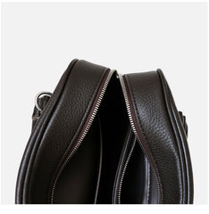 Premium Genuine Leather Bowling Bag, Minimalist Lock-Top Pebbled Leather Boston Shoulder & Crossbody Bag for Women
