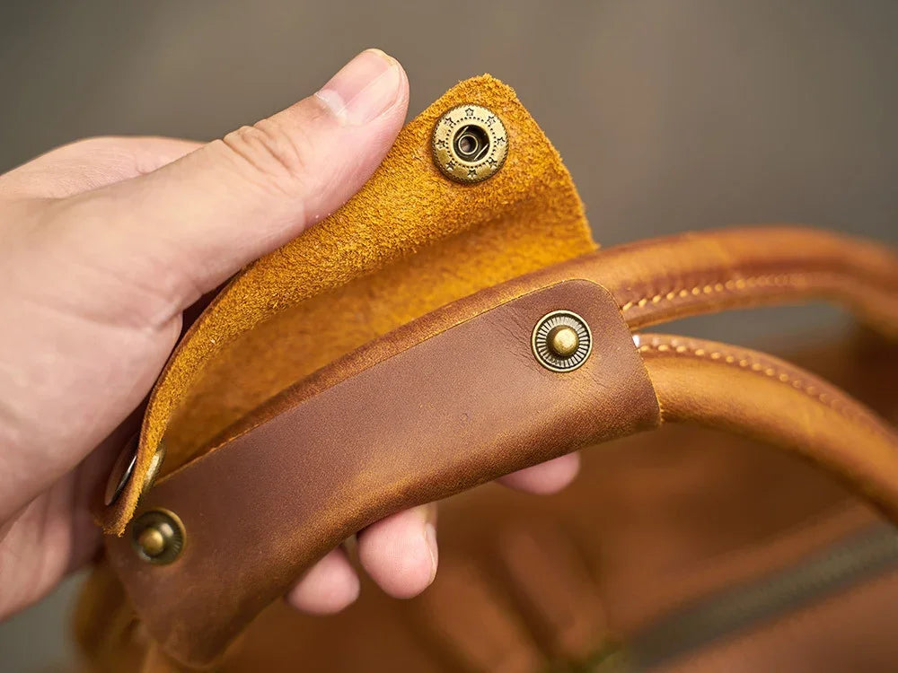 Alexel Crafts Premium Handmade Crazy Horse Leather Travel Duffle Bag with Trolley Sleeve, product view 19