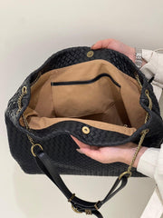Premium Handwoven Lambskin Tote Bag | Handcrafted Vintage Lock Drawstring Spacious & Versatile Shoulder Bag, Lambskin Shopper
