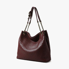 Premium Handwoven Lambskin Tote Bag | Handcrafted Vintage Lock Drawstring Spacious & Versatile Shoulder Bag, Lambskin Shopper