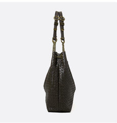 Premium Handwoven Lambskin Tote Bag | Handcrafted Vintage Lock Drawstring Spacious & Versatile Shoulder Bag, Lambskin Shopper