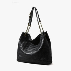 Premium Handwoven Lambskin Tote Bag | Handcrafted Vintage Lock Drawstring Spacious & Versatile Shoulder Bag, Lambskin Shopper