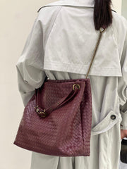 Premium Handwoven Lambskin Tote Bag | Handcrafted Vintage Lock Drawstring Spacious & Versatile Shoulder Bag, Lambskin Shopper