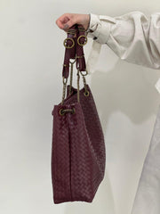 Premium Handwoven Lambskin Tote Bag | Handcrafted Vintage Lock Drawstring Spacious & Versatile Shoulder Bag, Lambskin Shopper