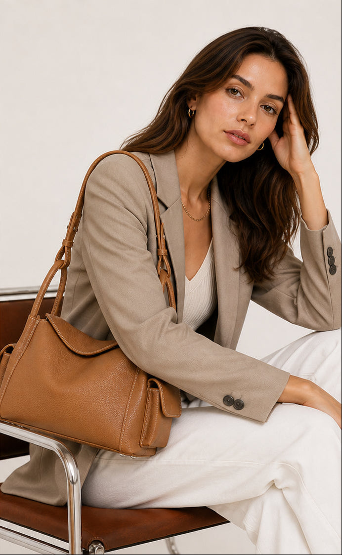 Premium Soft Cowhide Leather Hobo Shoulder Bag | Versatile Crossbody & Commuter Bag for Women
