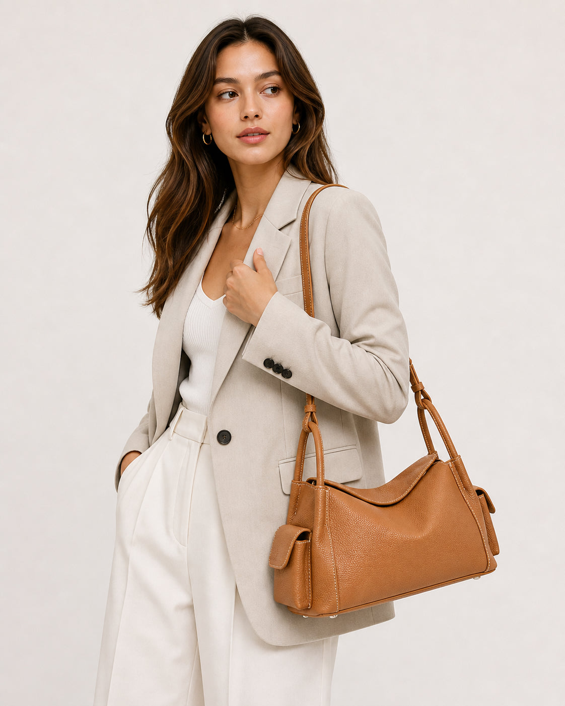 Premium Soft Cowhide Leather Hobo Shoulder Bag | Versatile Crossbody & Commuter Bag for Women