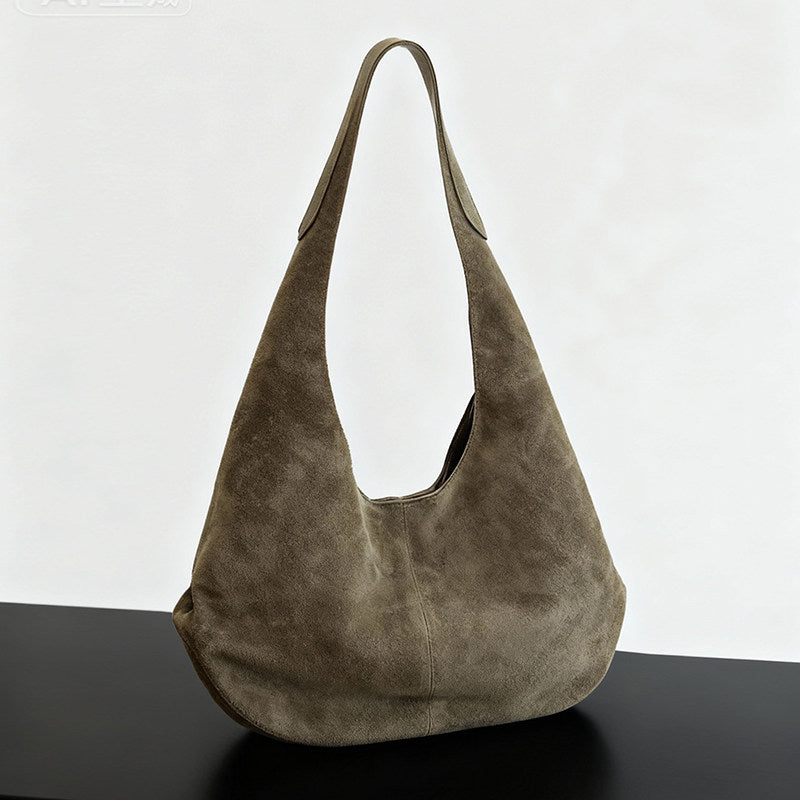 Premium Suede Hobo Purse & Tote Bag for Women | Handcrafted Suede Bucket Bag grass green