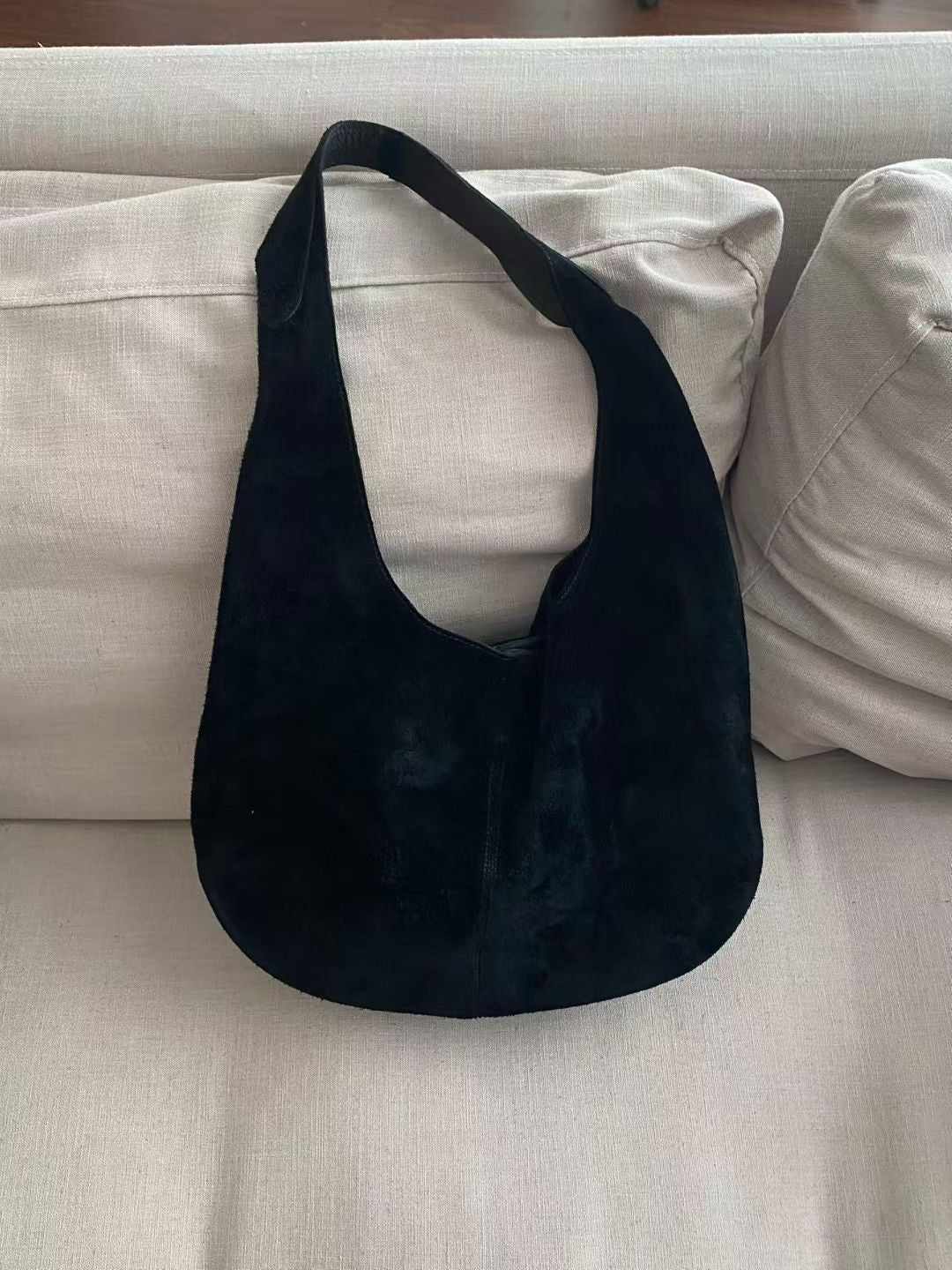 Premium Suede Hobo Purse & Tote Bag for Women | Handcrafted Suede Bucket Bag black