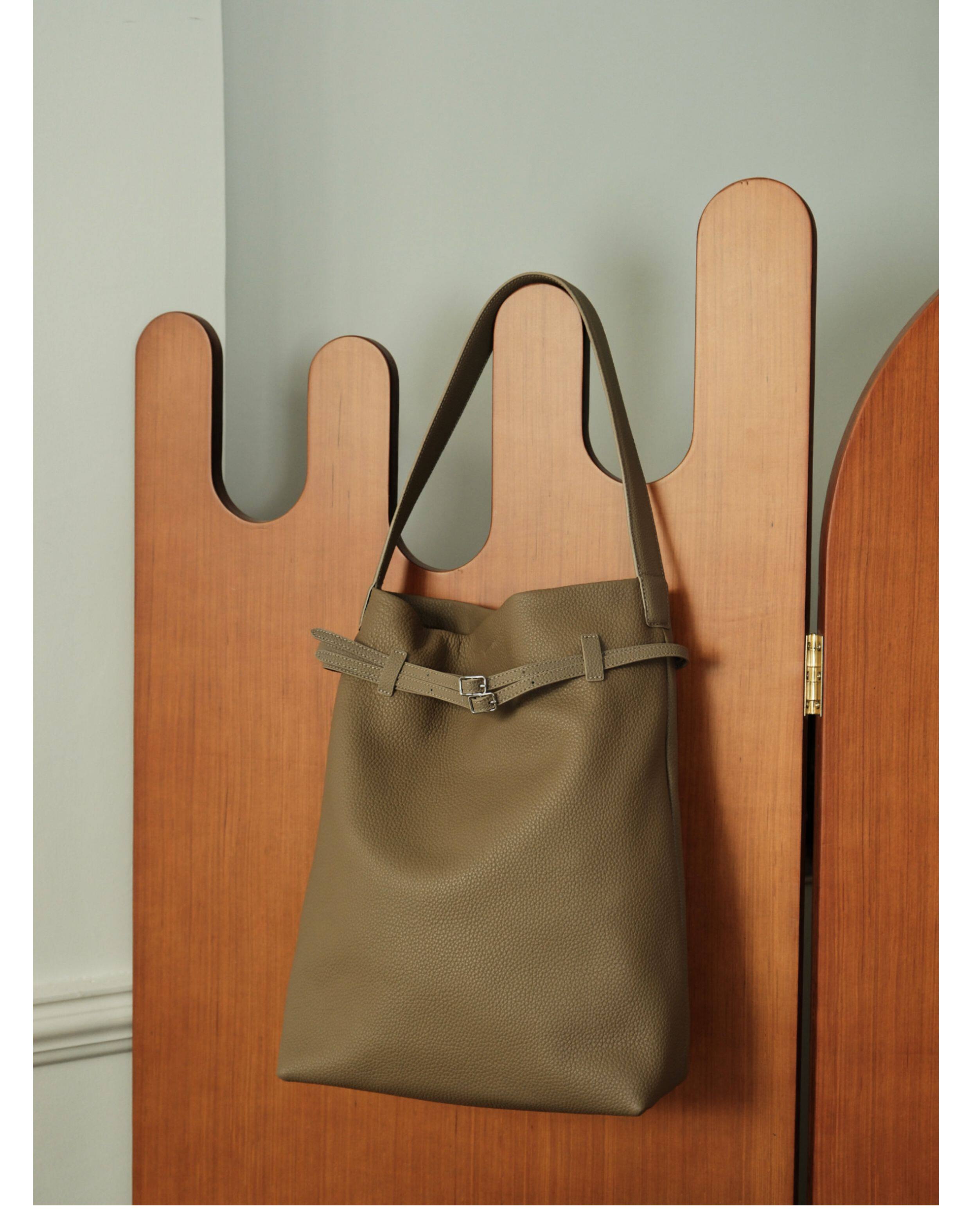 Premium Togo Leather Slouchy Tote Bag | Large Minimalist Bucket Bag | Cowhide Shoulder Bag