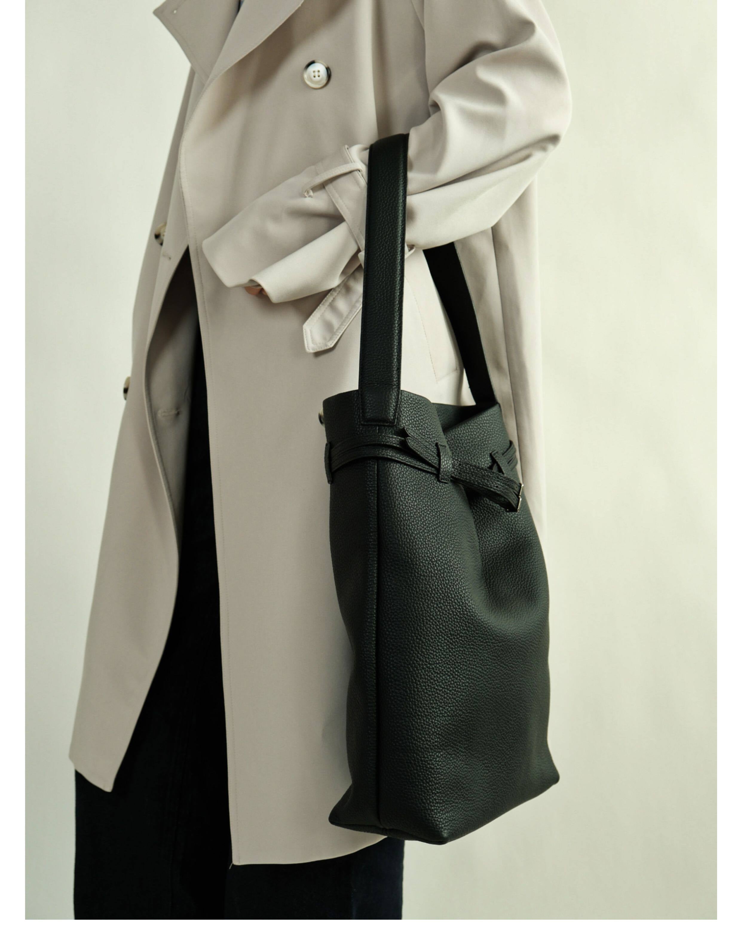 Premium Togo Leather Slouchy Tote Bag | Large Minimalist Bucket Bag | Cowhide Shoulder Bag