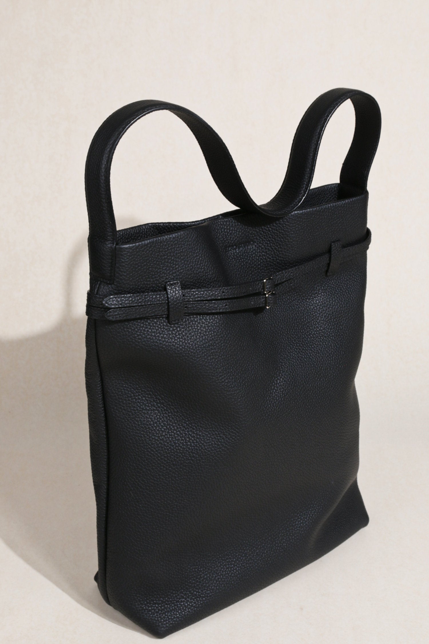 Premium Togo Leather Slouchy Tote Bag | Large Minimalist Bucket Bag | Cowhide Shoulder Bag