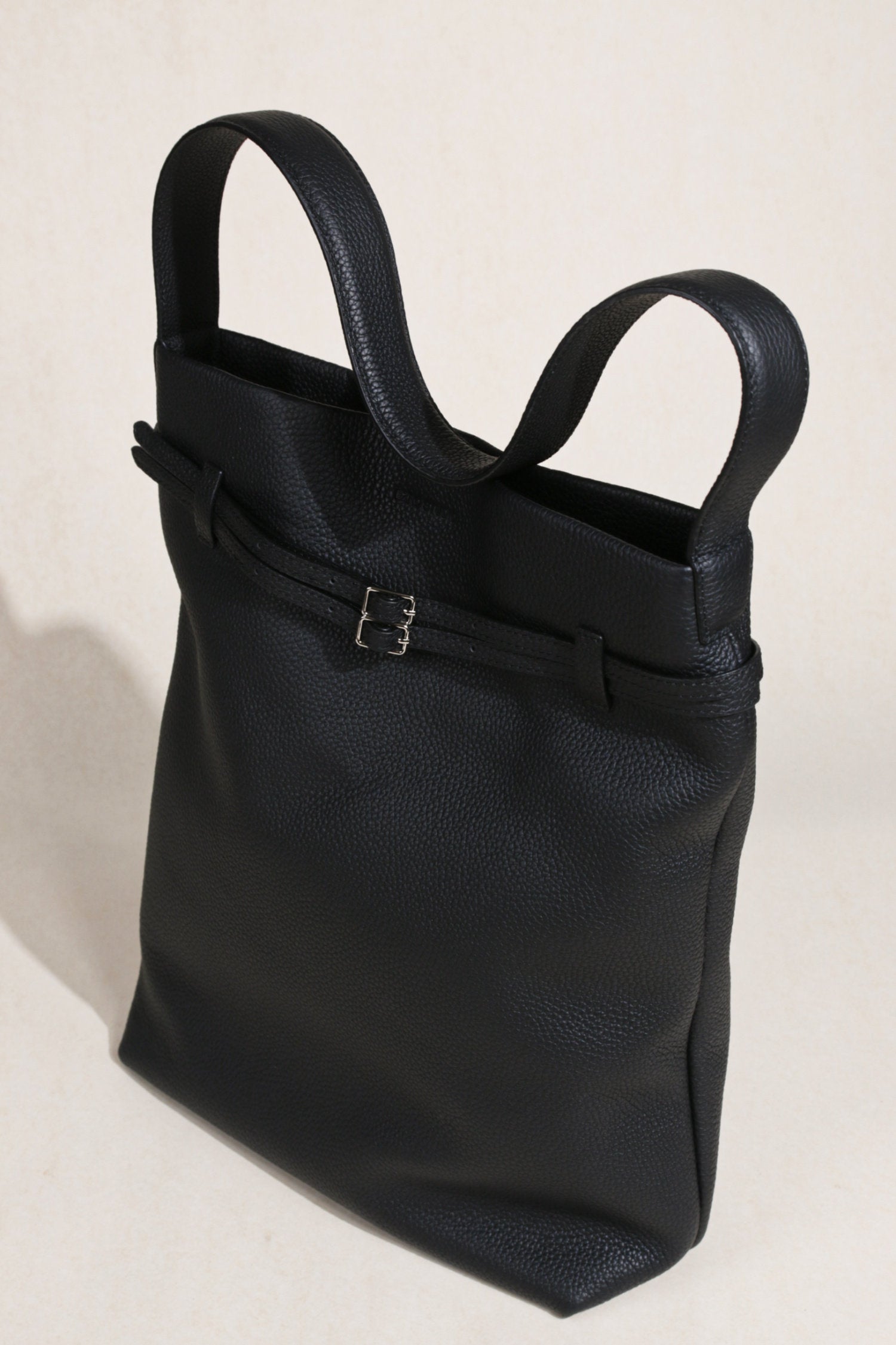 Premium Togo Leather Slouchy Tote Bag | Large Minimalist Bucket Bag | Cowhide Shoulder Bag