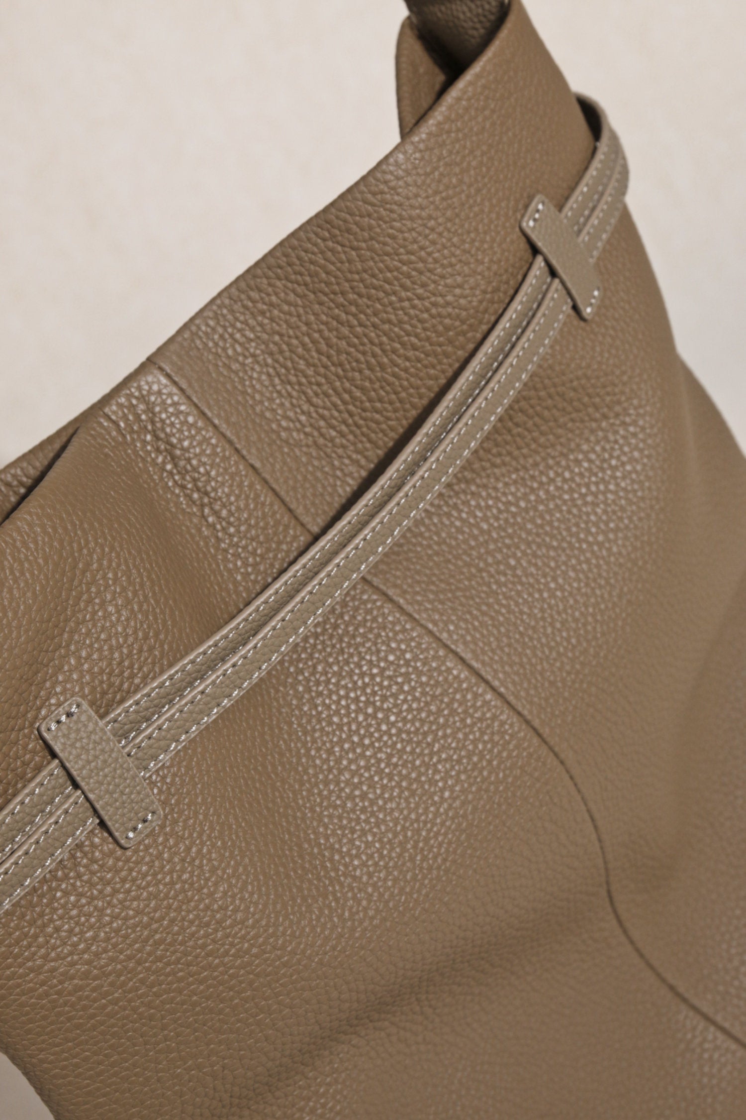 Premium Togo Leather Slouchy Tote Bag | Large Minimalist Bucket Bag | Cowhide Shoulder Bag