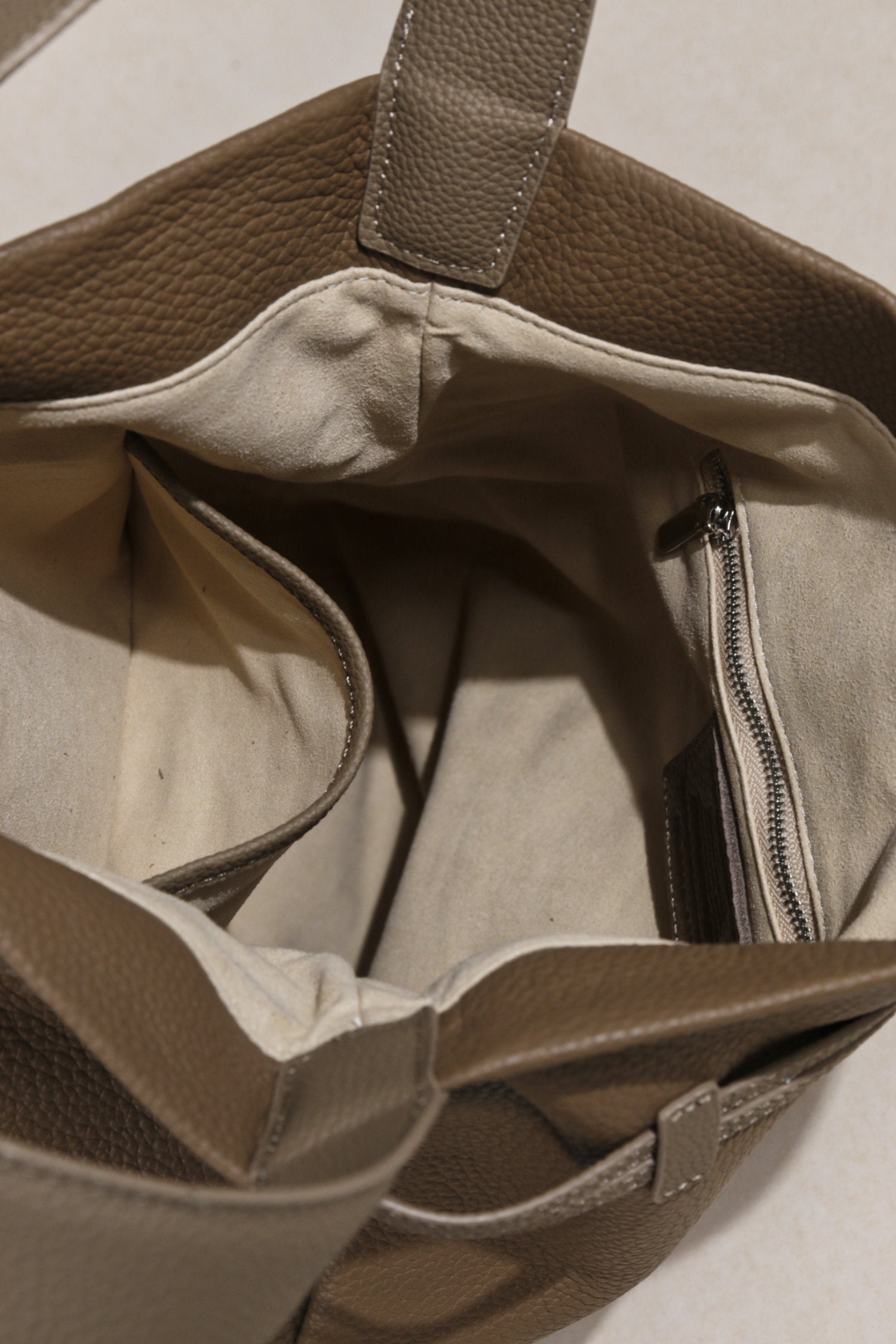 Premium Togo Leather Slouchy Tote Bag | Large Minimalist Bucket Bag | Cowhide Shoulder Bag