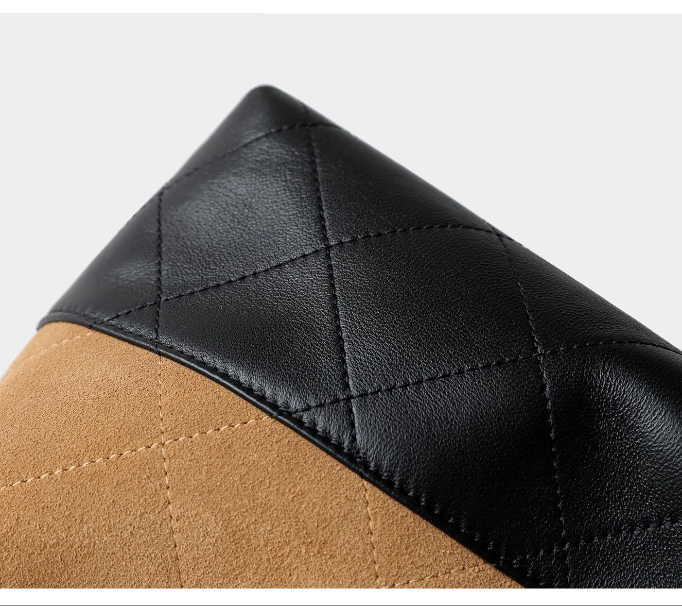 Quilted Lambskin and Suede Leather Chain Tote Bag | Women's Vintage Two-Tone Shoulder & Crossbody Bag