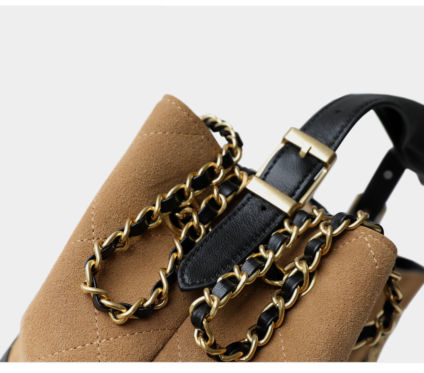 Quilted Lambskin and Suede Leather Chain Tote Bag | Women's Vintage Two-Tone Shoulder & Crossbody Bag