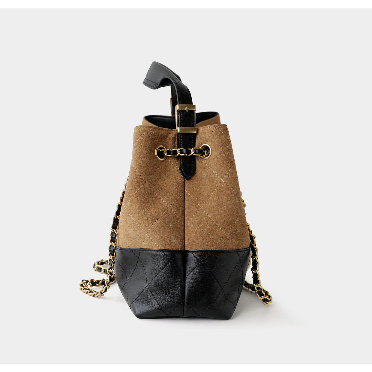 Quilted Lambskin and Suede Leather Chain Tote Bag | Women's Vintage Two-Tone Shoulder & Crossbody Bag