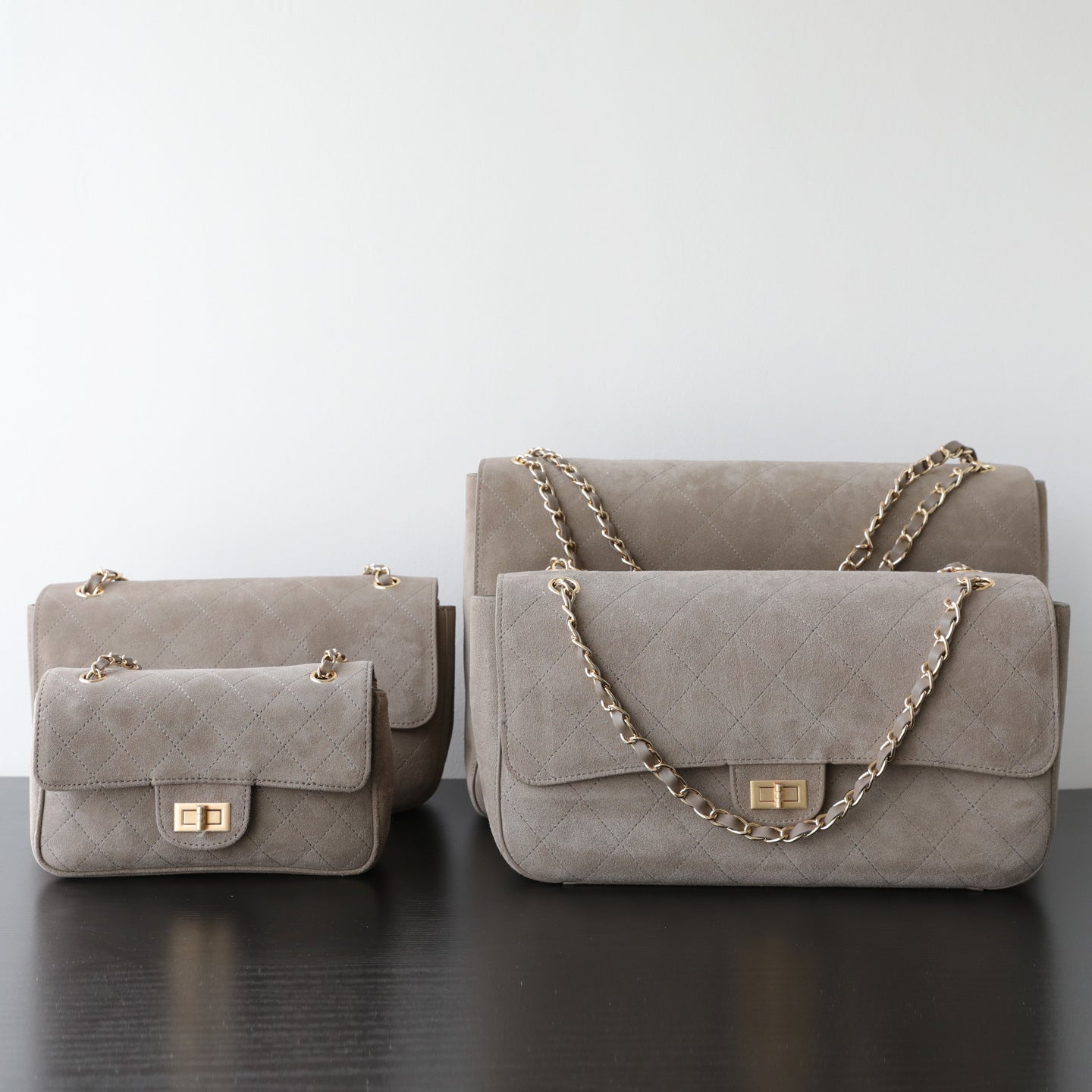 Quilted Suede Chain Flap Bag for Women | Vintage Matte Cowhide Shoulder & Crossbody Messenger Purse | Diamond-Quilted Autumn Winter Bag in Four Sizes