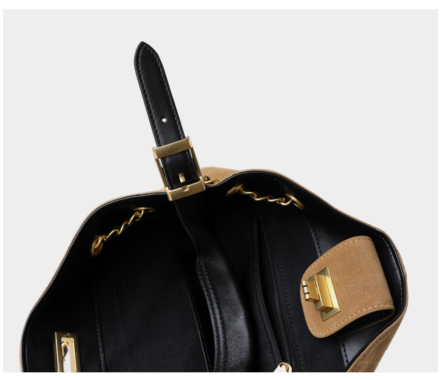 Quilted Lambskin and Suede Leather Chain Tote Bag | Women's Vintage Two-Tone Shoulder & Crossbody Bag