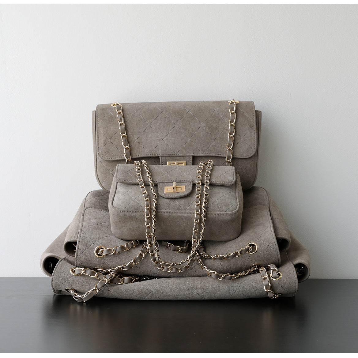 Quilted Suede Chain Flap Bag for Women | Vintage Matte Cowhide Shoulder & Crossbody Messenger Purse | Diamond-Quilted Autumn Winter Bag in Four Sizes