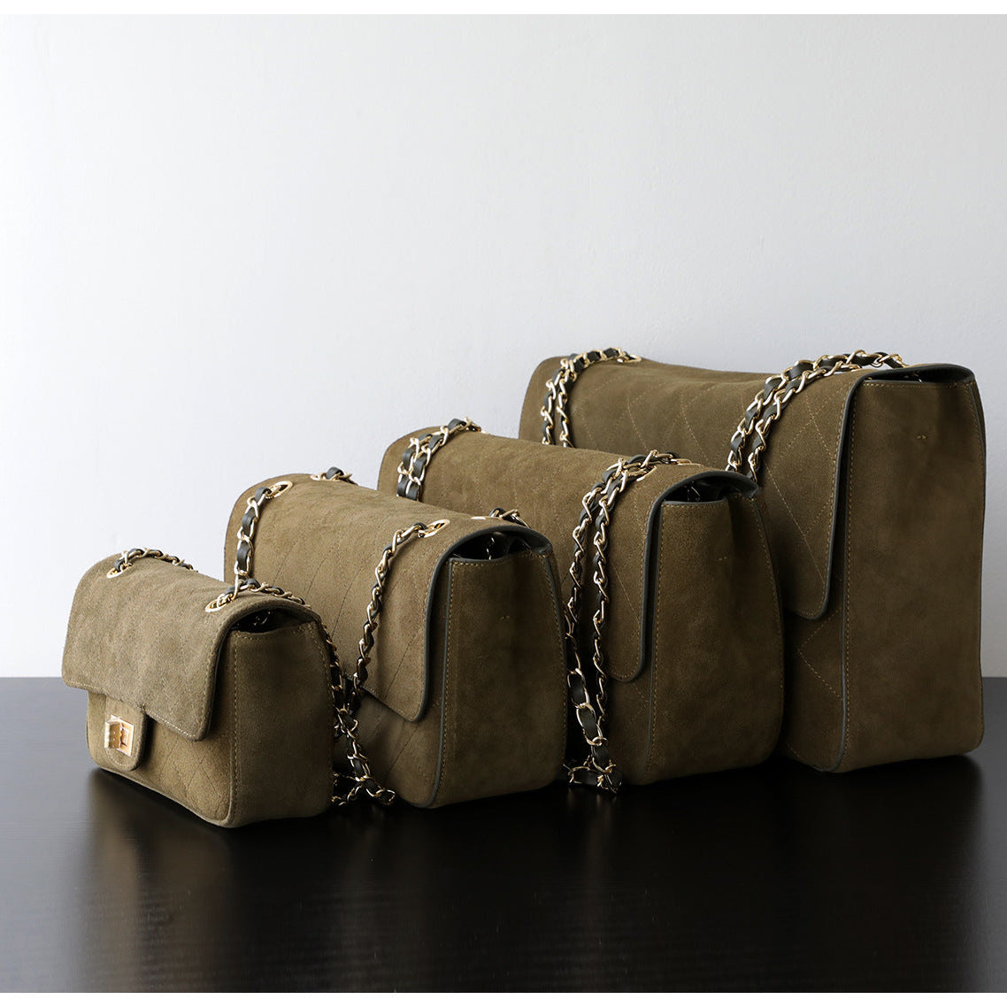 Quilted Suede Chain Flap Bag for Women | Vintage Matte Cowhide Shoulder & Crossbody Messenger Purse | Diamond-Quilted Autumn Winter Bag in Four Sizes