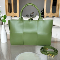 Quilted Large Leather Tote Bag, Minimalist Top Handle Bag, Elegant Convertible Shoulder Bag, Classic Style Soft Leather Work Bag
