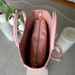 Quilted Large Leather Tote Bag, Minimalist Top Handle Bag, Elegant Convertible Shoulder Bag, Classic Style Soft Leather Work Bag