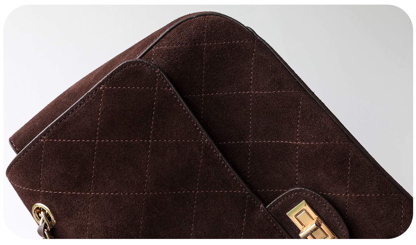 Quilted Suede Chain Flap Bag for Women | Vintage Matte Cowhide Shoulder & Crossbody Messenger Purse | Diamond-Quilted Autumn Winter Bag in Four Sizes