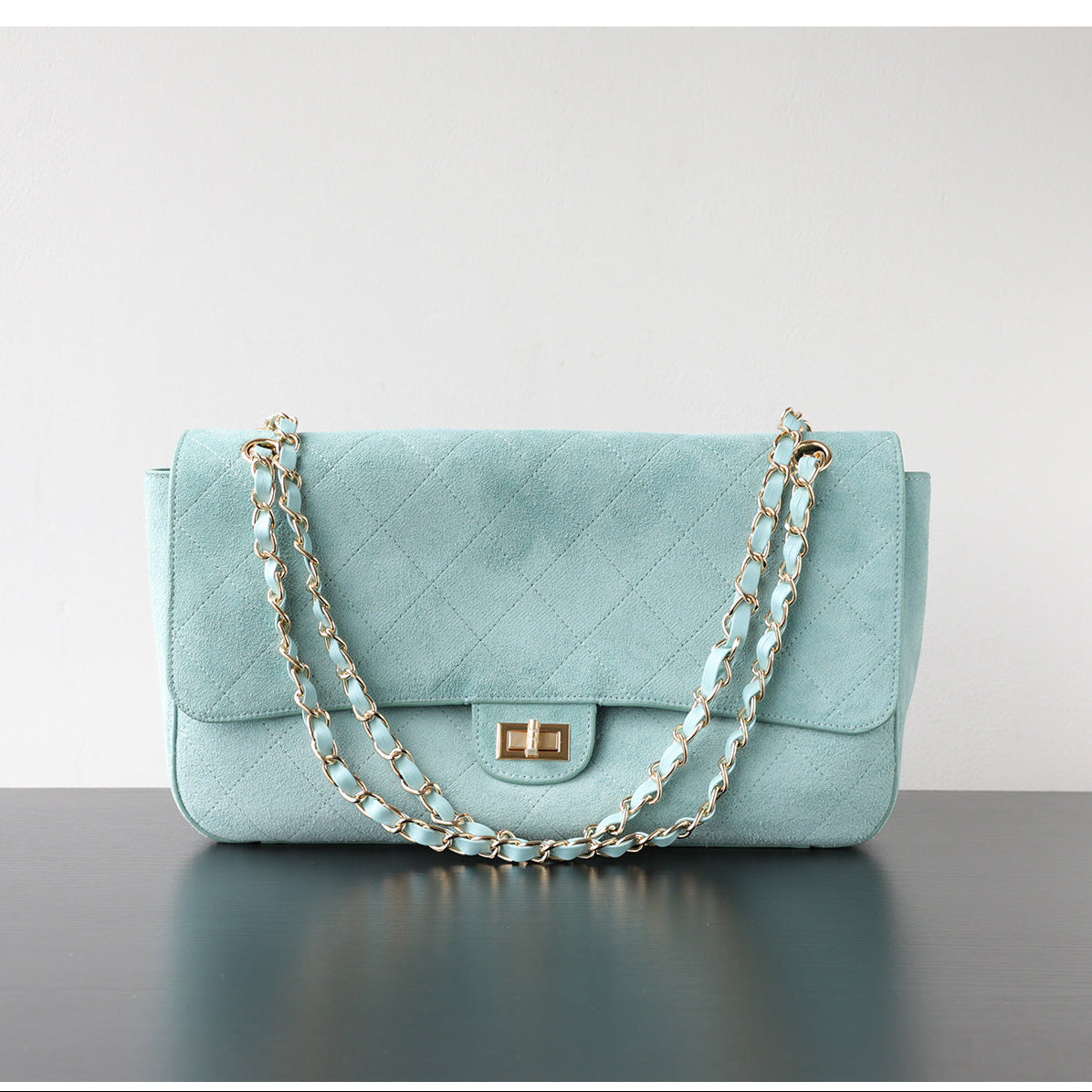 Quilted Suede Chain Flap Bag for Women | Vintage Matte Cowhide Shoulder & Crossbody Messenger Purse | Diamond-Quilted Autumn Winter Bag in Four Sizes