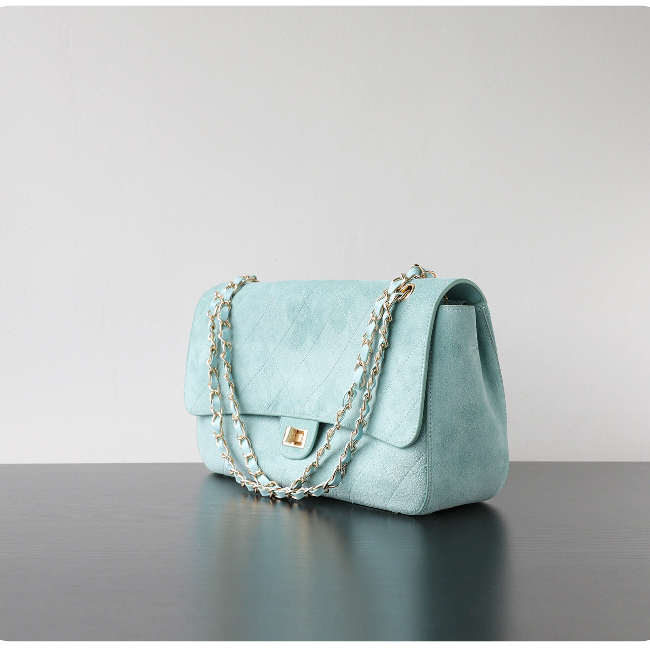 Quilted Suede Chain Flap Bag for Women | Vintage Matte Cowhide Shoulder & Crossbody Messenger Purse | Diamond-Quilted Autumn Winter Bag in Four Sizes