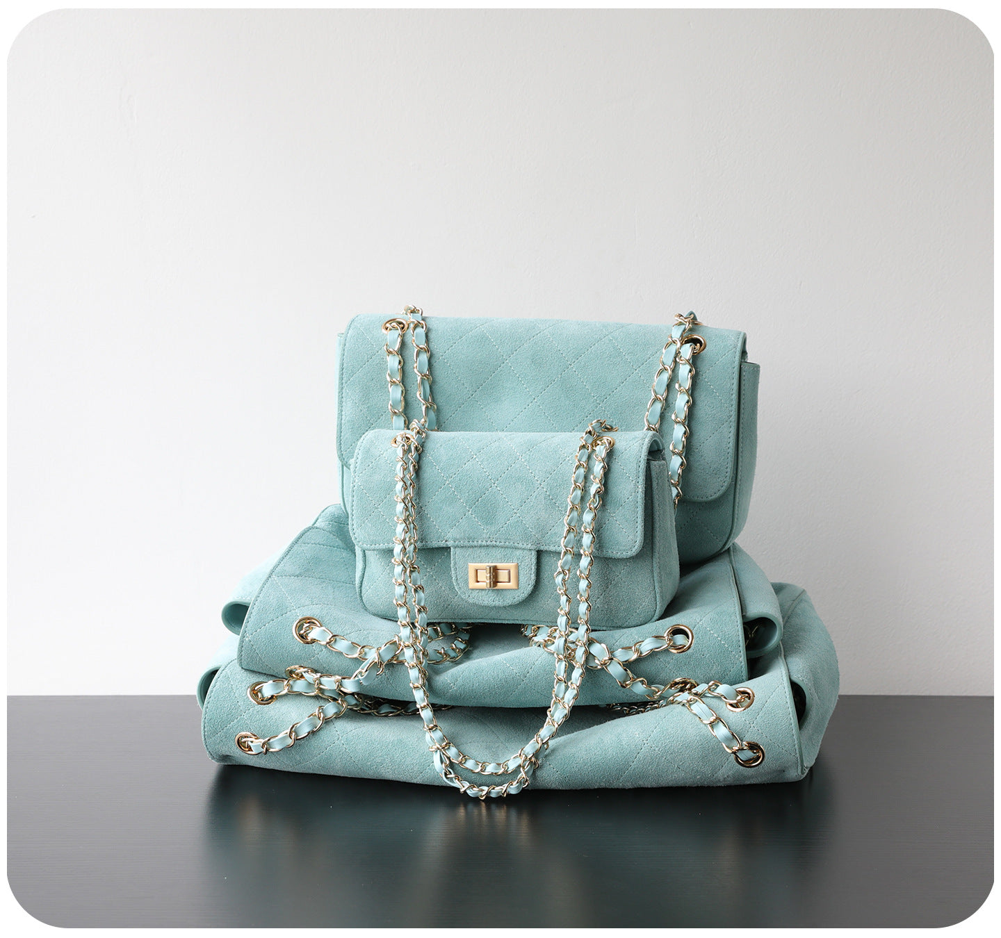 Quilted Suede Chain Flap Bag for Women | Vintage Matte Cowhide Shoulder & Crossbody Messenger Purse | Diamond-Quilted Autumn Winter Bag in Four Sizes