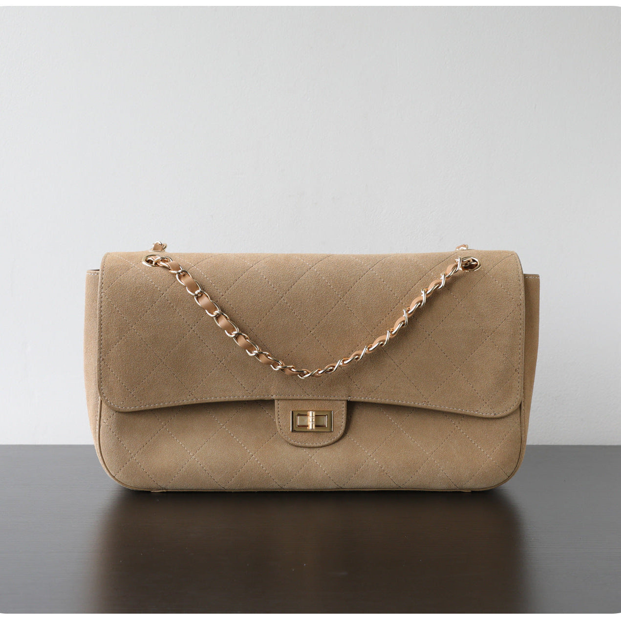 Quilted Suede Chain Flap Bag for Women | Vintage Matte Cowhide Shoulder & Crossbody Messenger Purse | Diamond-Quilted Autumn Winter Bag in Four Sizes