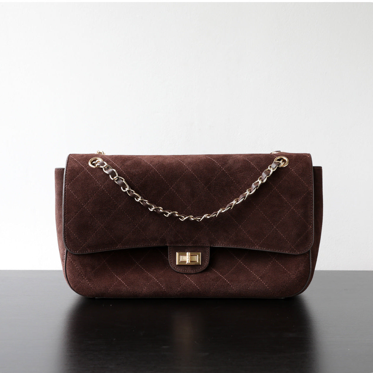 Quilted Suede Chain Flap Bag for Women | Vintage Matte Cowhide Shoulder & Crossbody Messenger Purse | Diamond-Quilted Autumn Winter Bag in Four Sizes