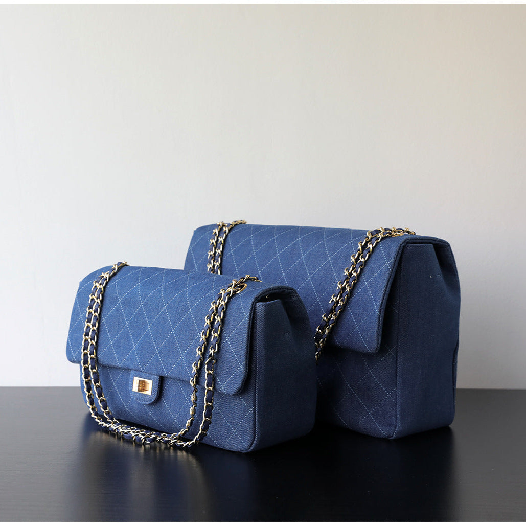 Quilted Suede Chain Flap Bag for Women | Vintage Matte Cowhide Shoulder & Crossbody Messenger Purse | Diamond-Quilted Autumn Winter Bag in Four Sizes