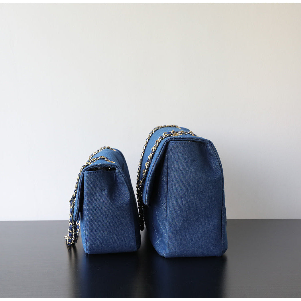 Quilted Suede Chain Flap Bag for Women | Vintage Matte Cowhide Shoulder & Crossbody Messenger Purse | Diamond-Quilted Autumn Winter Bag in Four Sizes