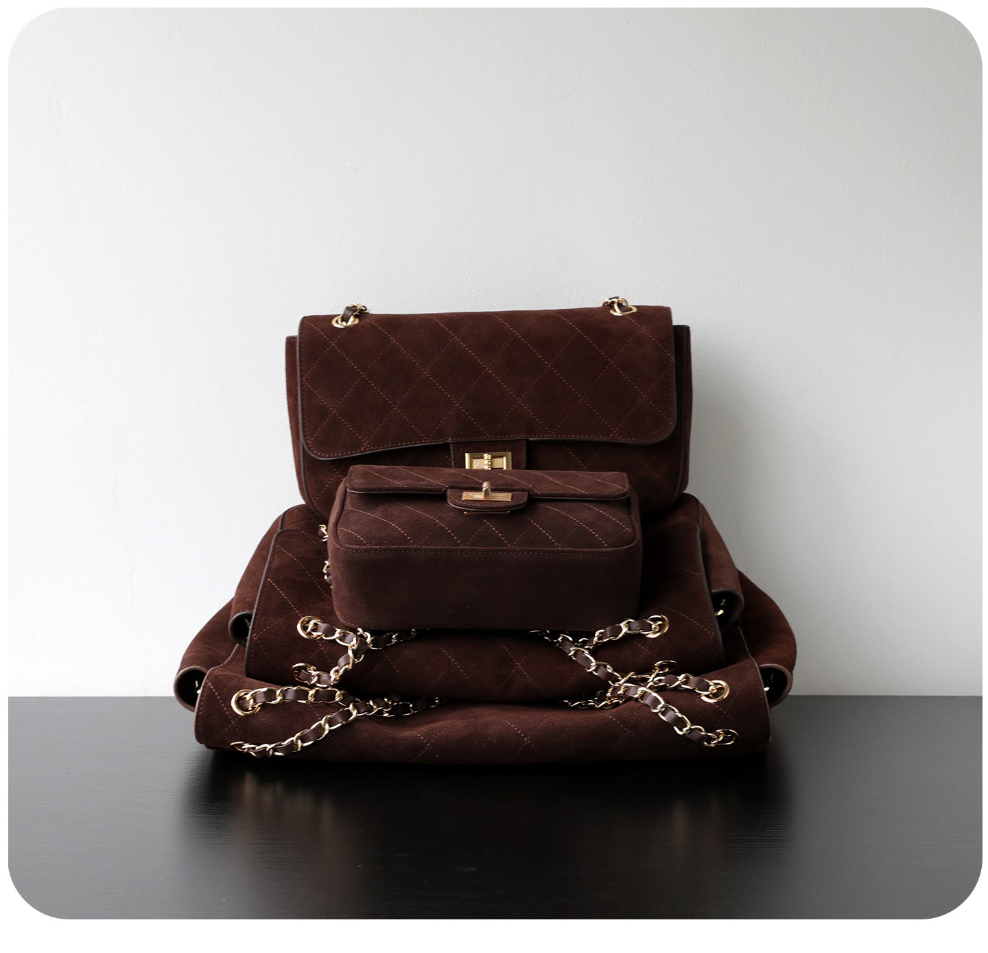 Quilted Suede Chain Flap Bag for Women | Vintage Matte Cowhide Shoulder & Crossbody Messenger Purse | Diamond-Quilted Autumn Winter Bag in Four Sizes