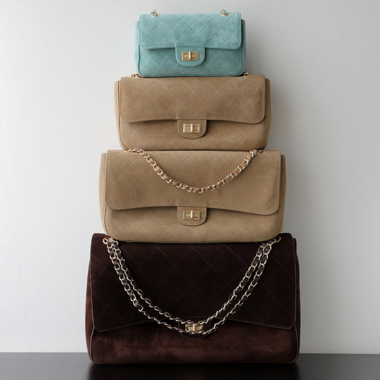 Quilted Suede Chain Flap Bag for Women | Vintage Matte Cowhide Shoulder & Crossbody Messenger Purse | Diamond-Quilted Autumn Winter Bag in Four Sizes