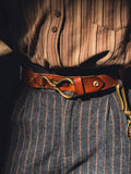 Retro Hanmade Italian Full Grain Leather Belt | Unisex Solid Brass Hook Buckle Waistband For Men & Women, Vintage Workwear Cowhide Leather Belt