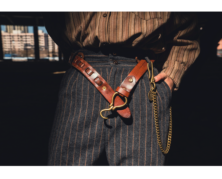 Retro Hanmade Italian Full Grain Leather Belt | Unisex Solid Brass Hook Buckle Waistband For Men & Women, Vintage Workwear Cowhide Leather Belt