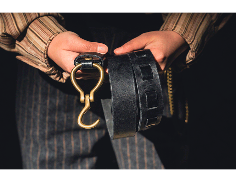 Retro Hanmade Italian Full Grain Leather Belt | Unisex Solid Brass Hook Buckle Waistband For Men & Women, Vintage Workwear Cowhide Leather Belt