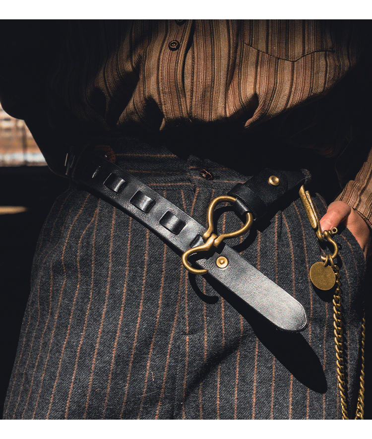 Retro Hanmade Italian Full Grain Leather Belt | Unisex Solid Brass Hook Buckle Waistband For Men & Women, Vintage Workwear Cowhide Leather Belt
